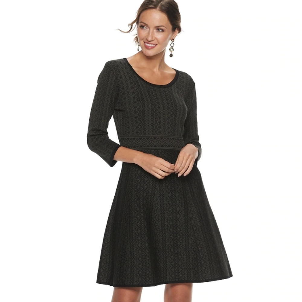 Nina Leonard Geo Print Sweater Dress, NEW!